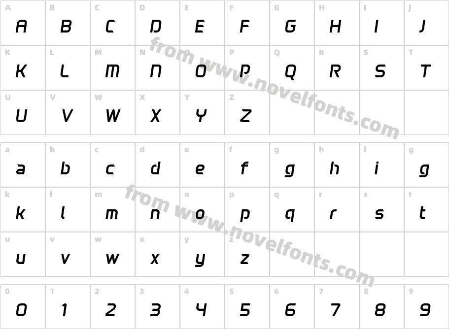 Nereus Italic BoldCharacter Map