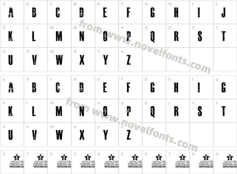 DAMAGEPLAN PERSONAL USE BoldCharacter Map