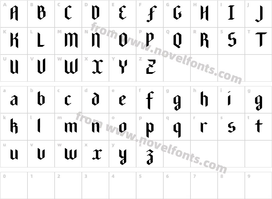 New Gothic TexturaCharacter Map