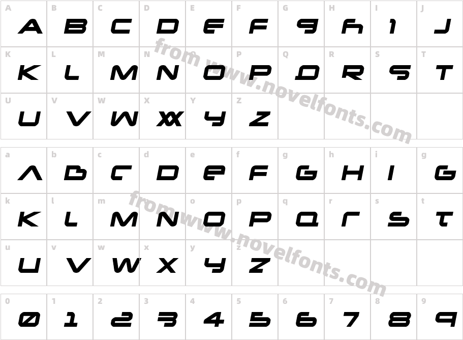 New Mars Semi-ItalicCharacter Map