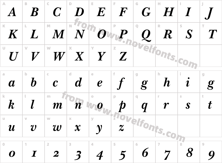 NewBaskerville-BoldItalicOsFCharacter Map