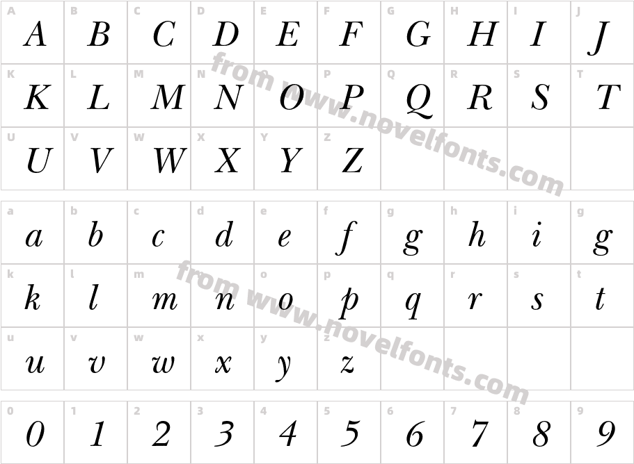 NewBaskerville-ItalicCharacter Map