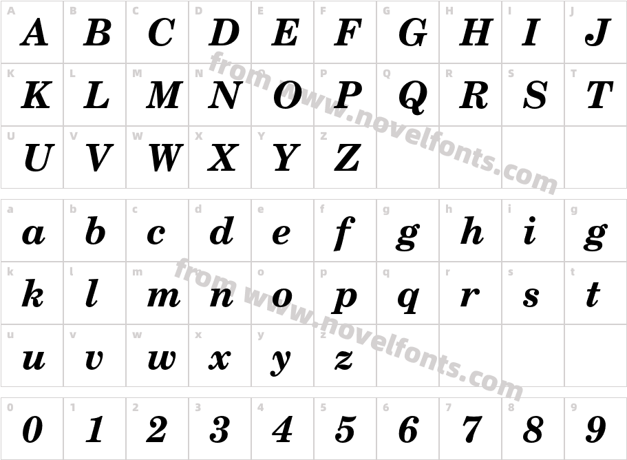 NewCenturySchlbkLTStd-BdItCharacter Map