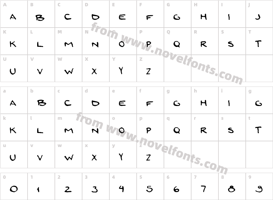 NewWGL4FontCharacter Map