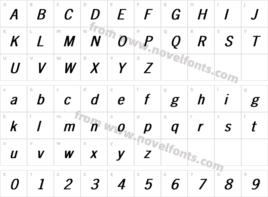 News-Gothic Bold ItalicCharacter Map