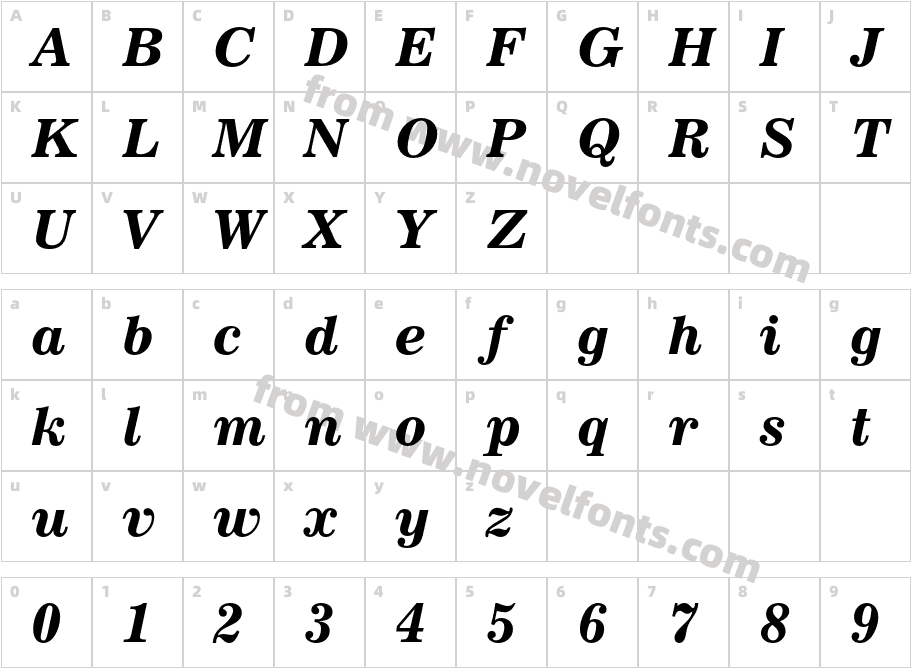 News702BT-BoldItalicCharacter Map