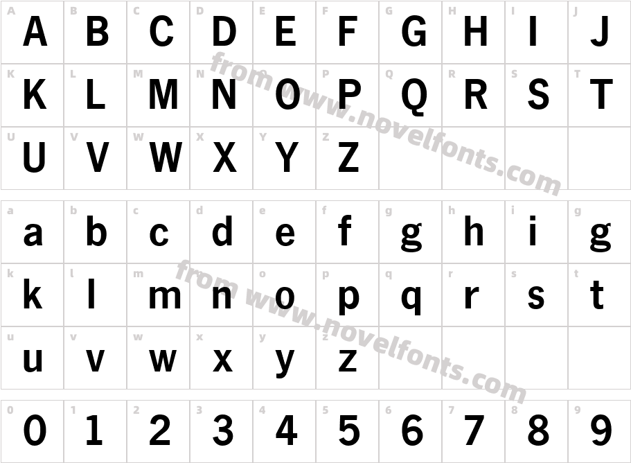 NewsGothicBoldCharacter Map