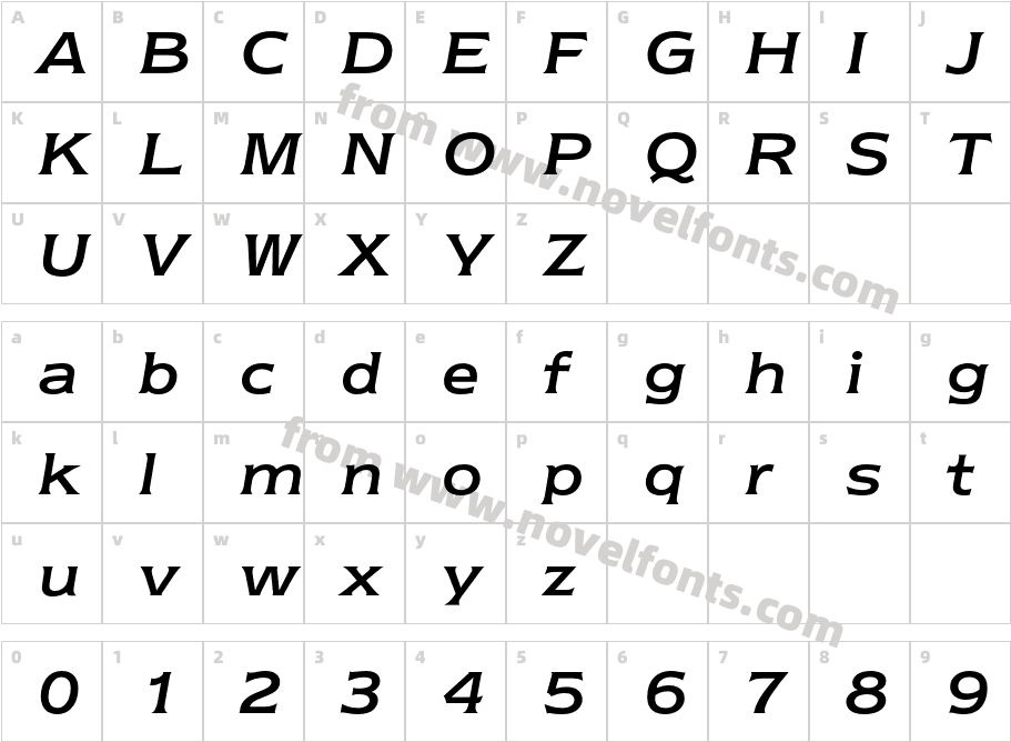 NewtextBQ-RegularItalicCharacter Map