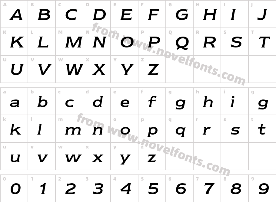 NewtextITCStd-ItalicCharacter Map