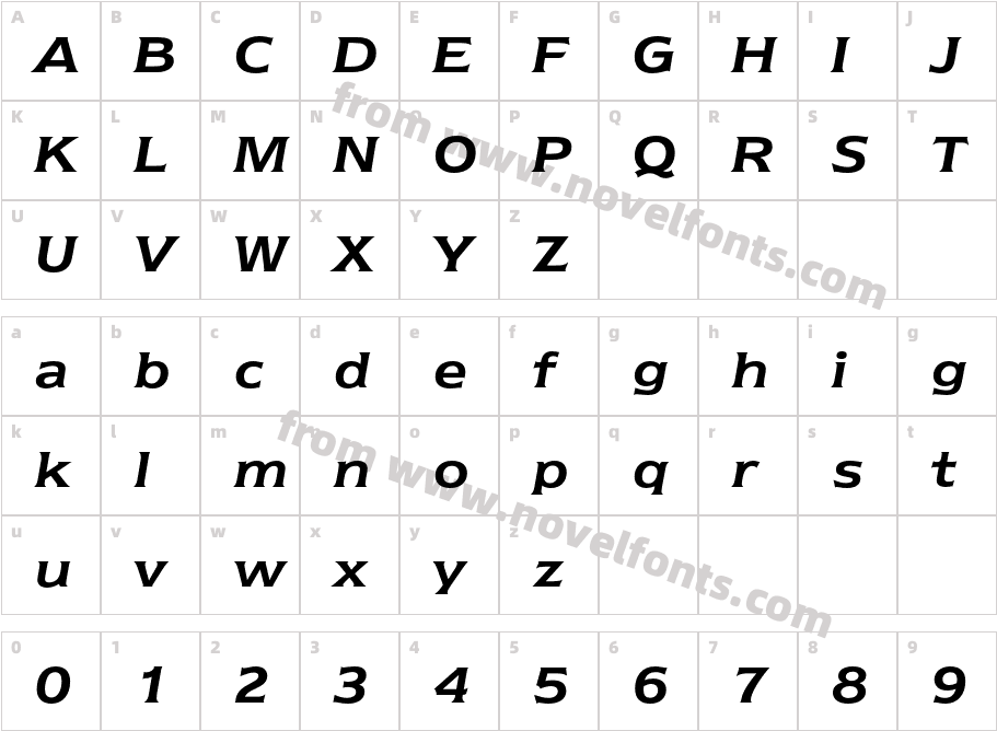 NewtextITCbyBT-DemiItalicCharacter Map