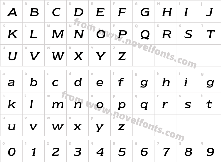 NewtextITCbyBT-RegularItalicCharacter Map