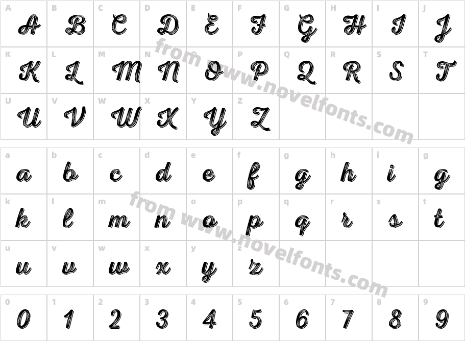 Nexa Rust Script R-Trial Shadow 4Character Map