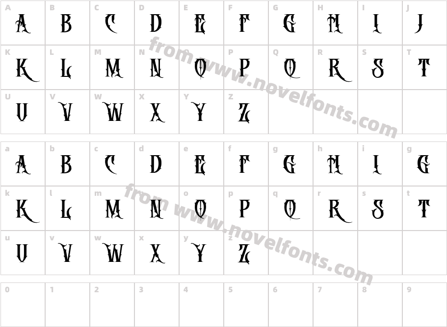 DEATH CROW RegularCharacter Map