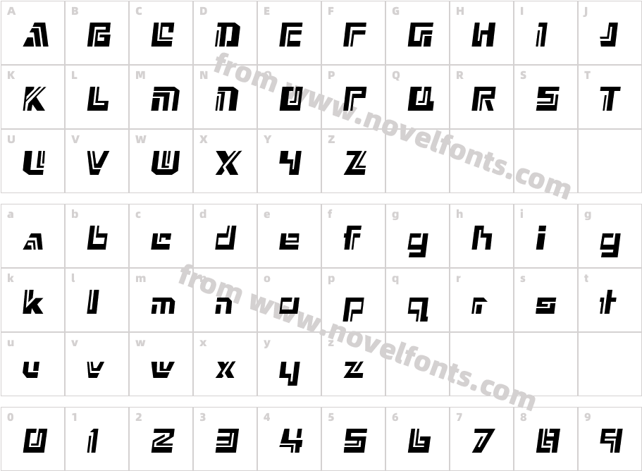 Nexxus RegularCharacter Map