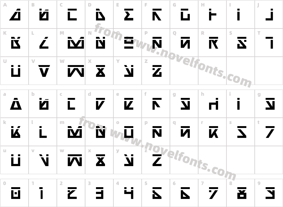 Nick Turbo Bold LaserCharacter Map