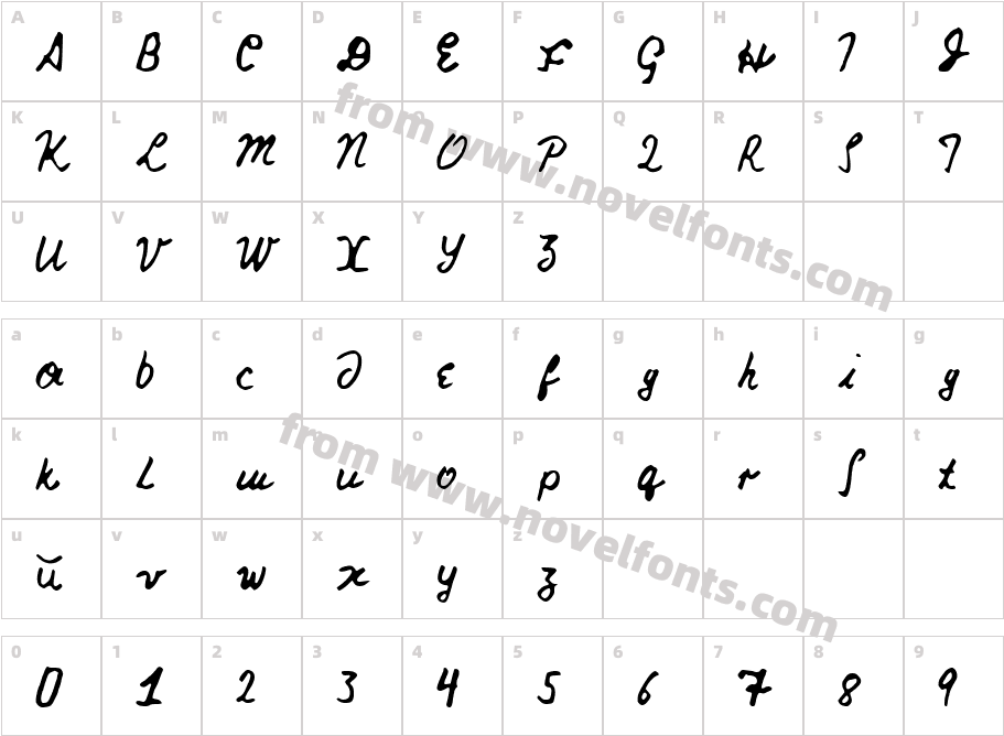 Nicks FontCharacter Map