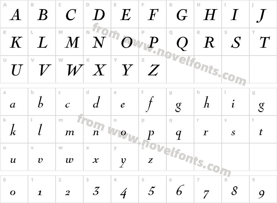 NicolasCocTReg ItalicCharacter Map