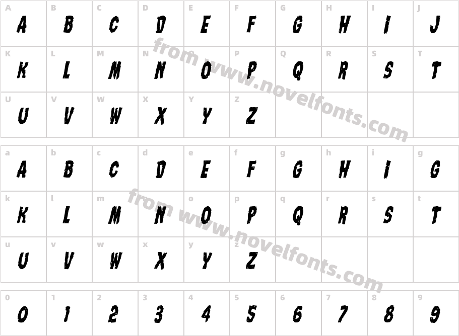 Nightmare Alley Condensed ItalicCharacter Map