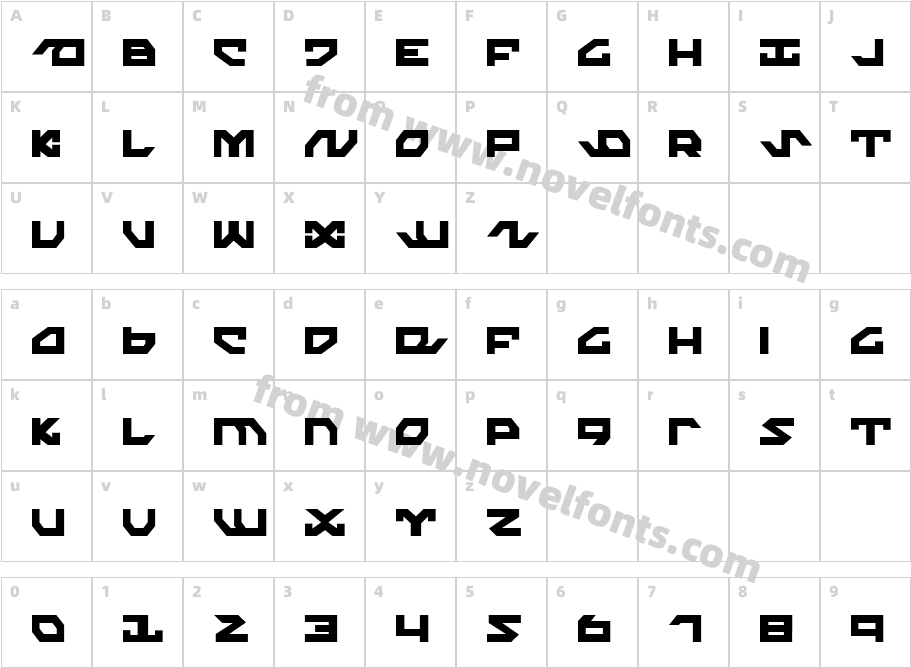 Nightrunner CondensedCharacter Map