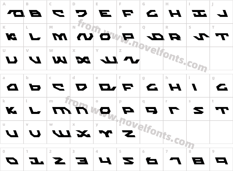 Nightrunner LeftalicCharacter Map