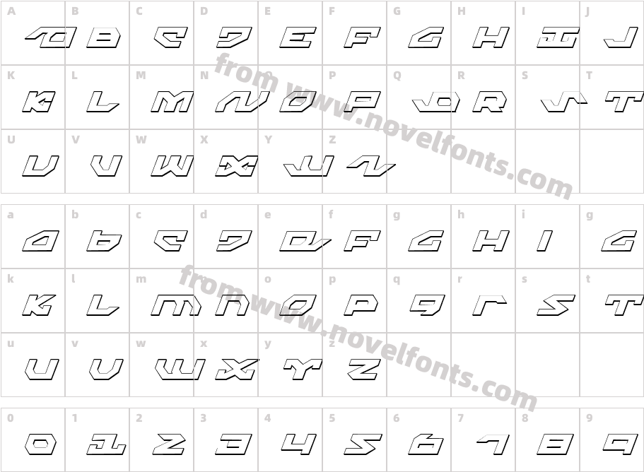 Nightrunner Shadow ItalicCharacter Map