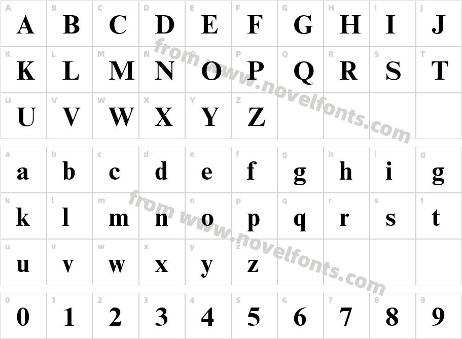 NimbusRomNo9T BoldCharacter Map