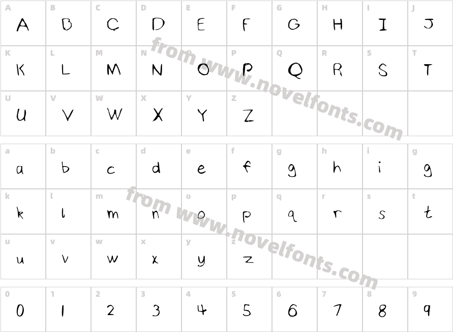 Ninjy'sHandWriting regular MediumCharacter Map