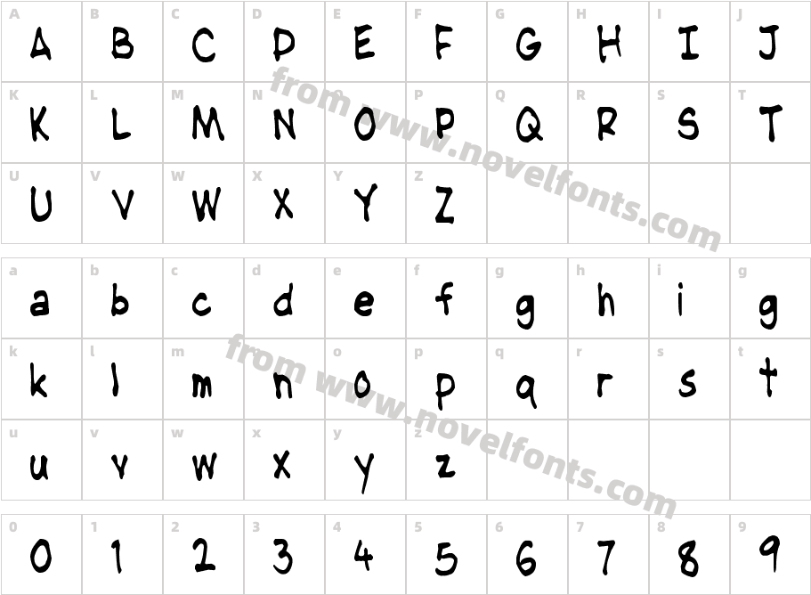 NipCen's Handwriting CondesnsedCharacter Map