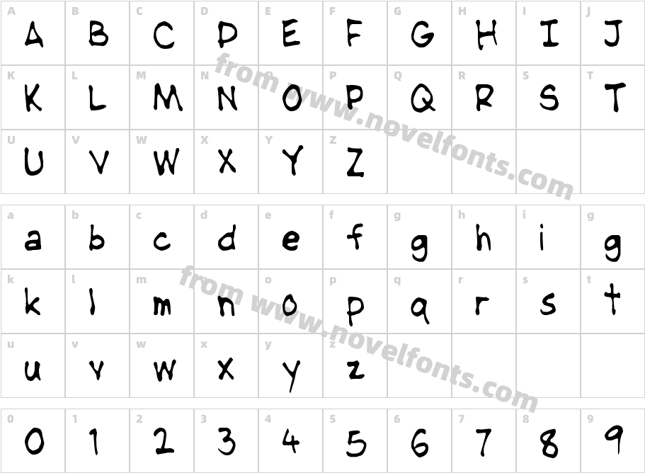 NipCen's Handwriting LightCharacter Map