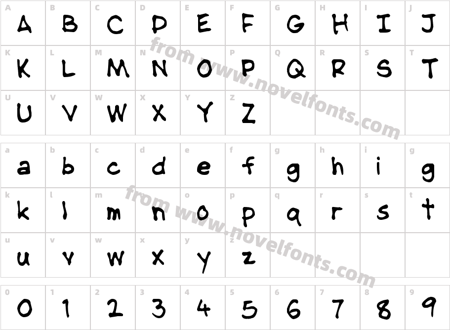 NipCen's Handwriting RegularCharacter Map