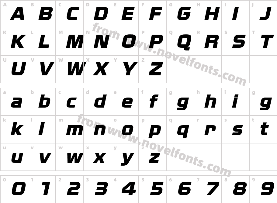 NissanOpti-ItalicCharacter Map