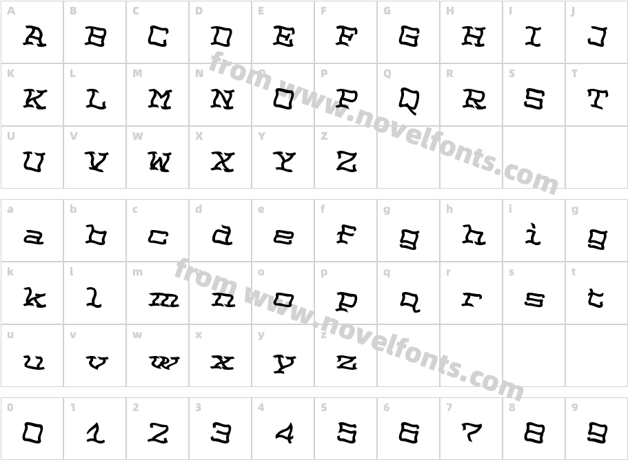 NoPainRight BoldCharacter Map