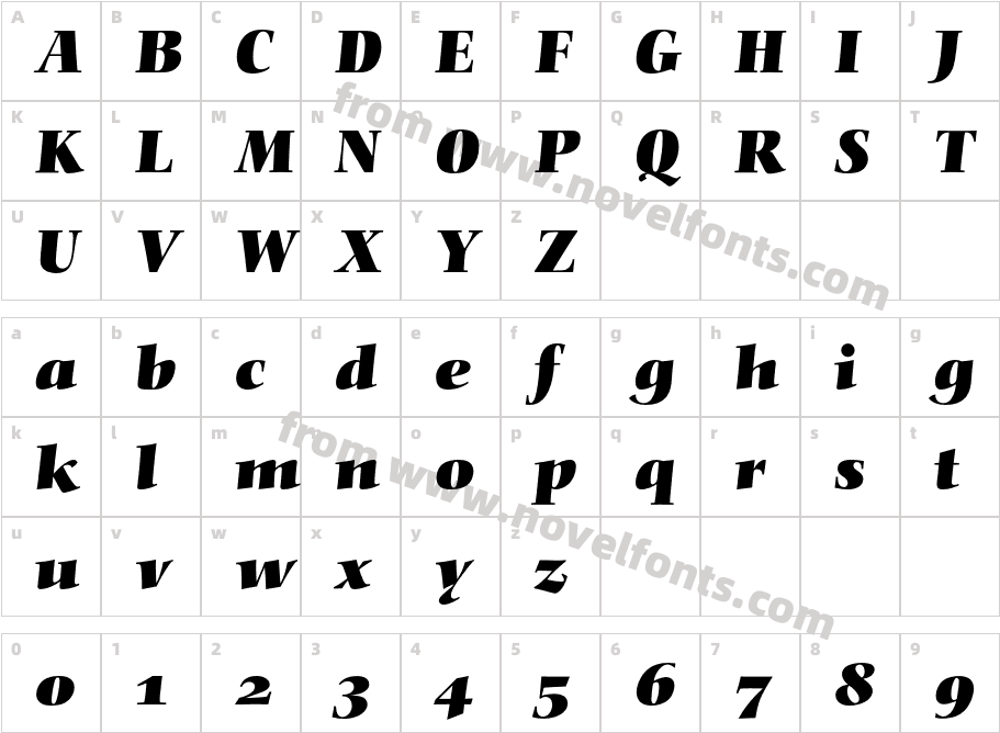 NofretExpertBQ-BoldItalicOsFCharacter Map