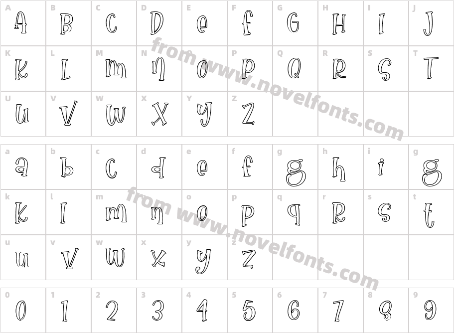 Nona Manis OutlineCharacter Map