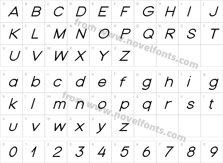 Nordica Classic Light Extended ObliqueCharacter Map