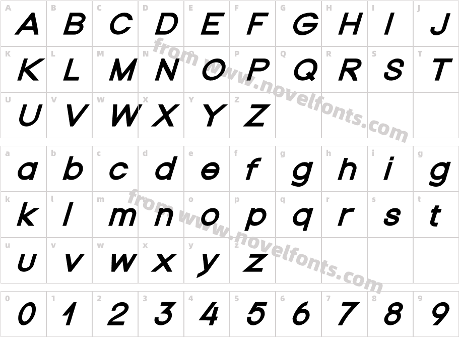 Nordica Classic Regular Extended ObliqueCharacter Map