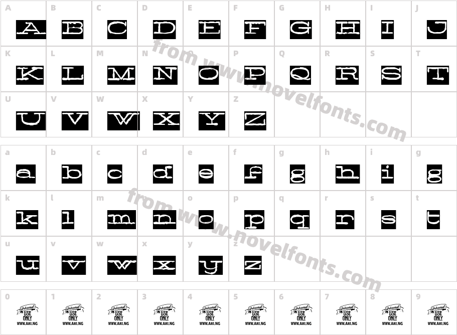 Normale Black Personal UseCharacter Map