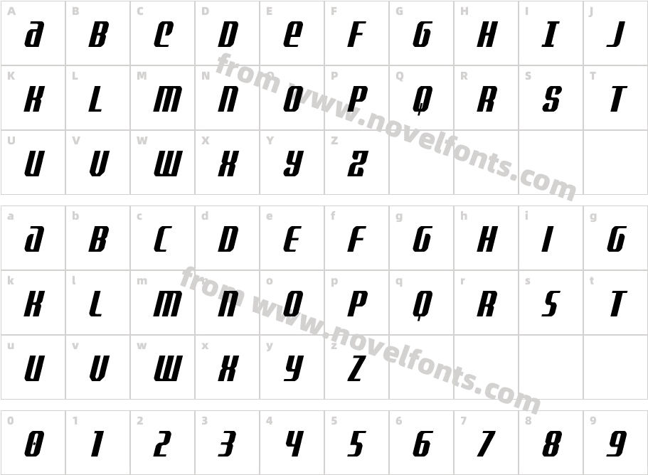 Normandy Beach Condensed ItalCharacter Map