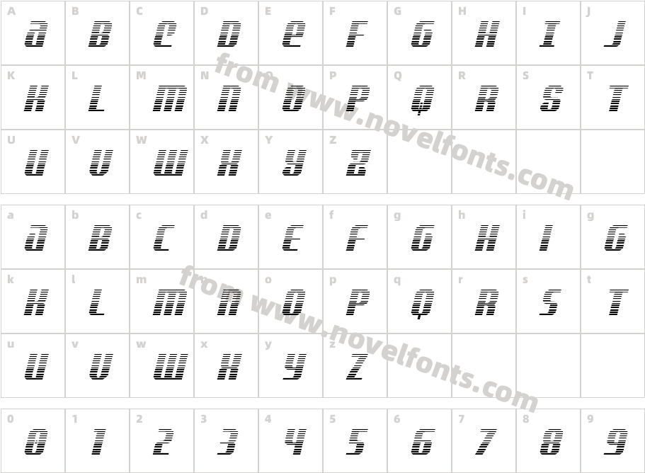 Normandy Beach Gradient ItalicCharacter Map