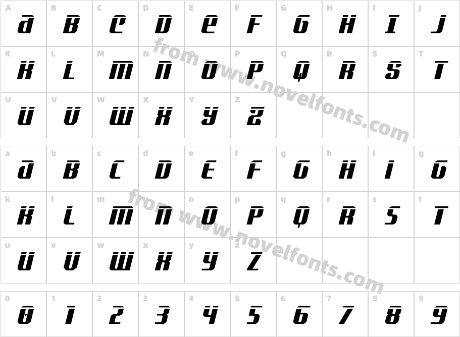 Normandy Beach Laser ItalicCharacter Map