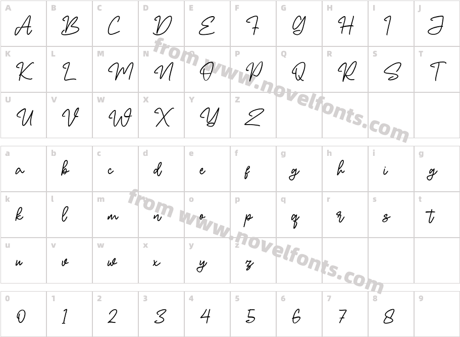 North Glides Free RegularCharacter Map