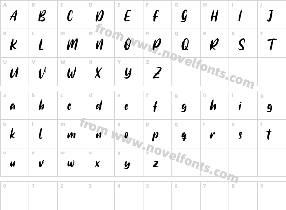 Northports Free RegularCharacter Map