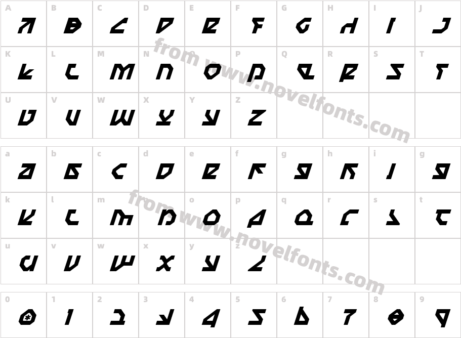 Nostromo ItalicCharacter Map