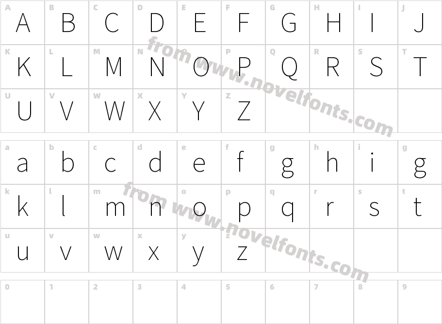 Noto Sans S Chinese ThinCharacter Map