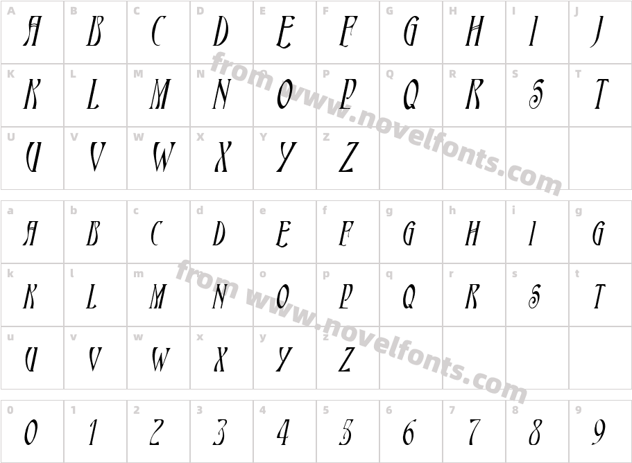 Nouveau-Condensed ItalicCharacter Map