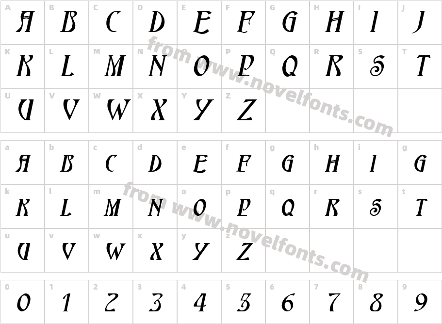 Nouveau-Extended Bold ItalicCharacter Map