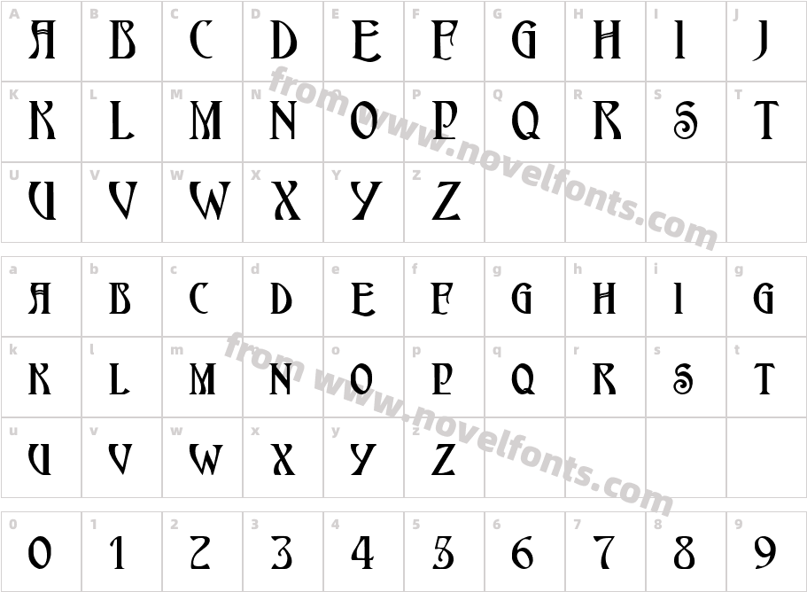 Nouveau-Extended BoldCharacter Map