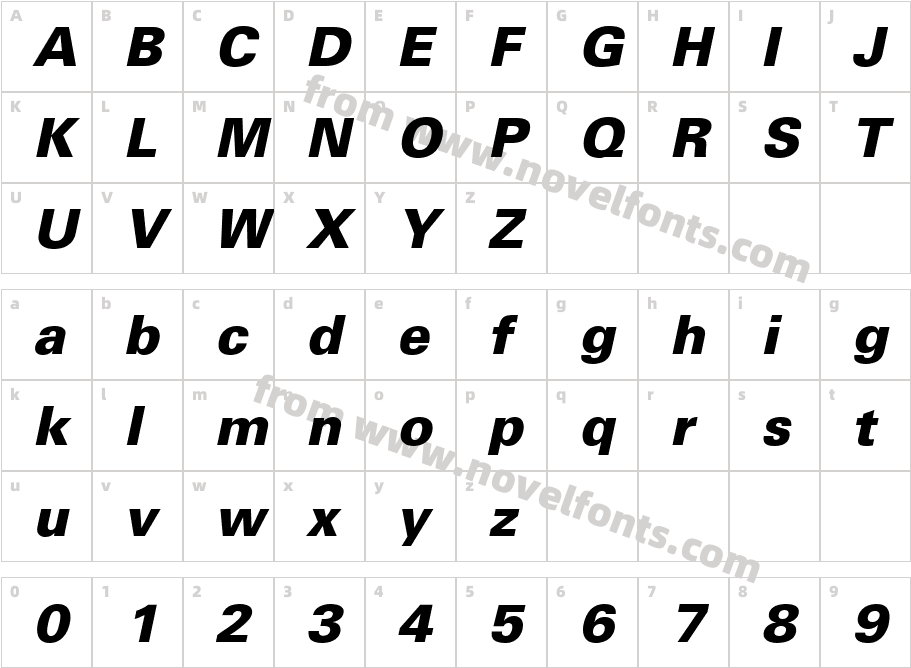 Nova Black SSi Extra Bold ItalicCharacter Map