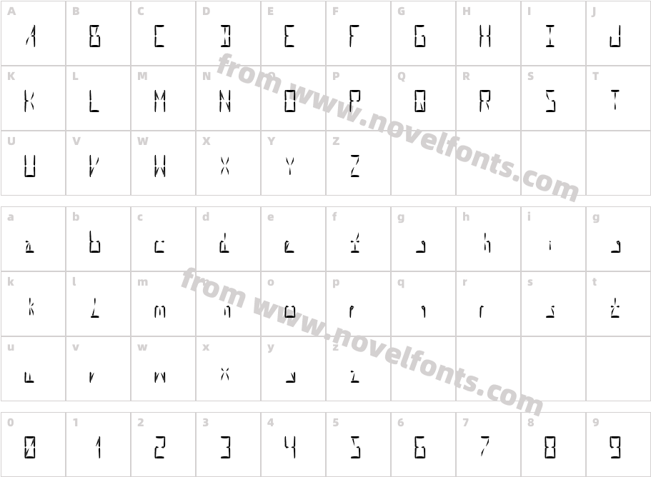 Nova Display RegularCharacter Map