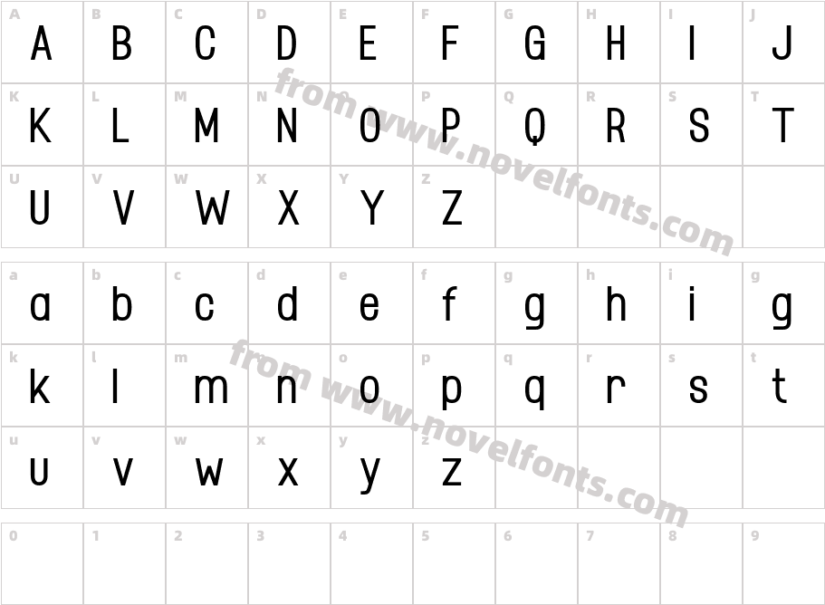 Novaesium MediumCharacter Map